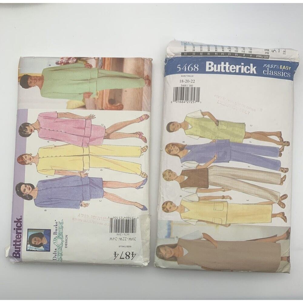 Vintage Lot Of 2 Butterick Plus Size Career Wear Patterns 1 Delta Burke
